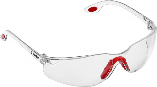 Прозрачные очки защитные открытого типа ЗУБР Спектр 3, двухкомпонентные дужки / 110315